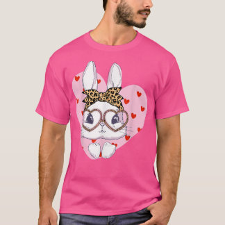 Happy Mothers Day 2022 Bunny Face Leopard Glasses  T Shirt