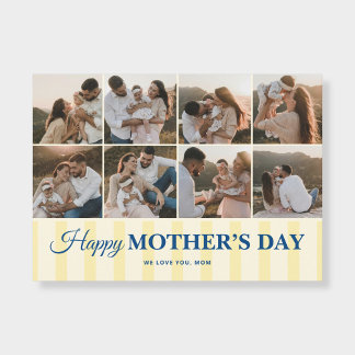 Happy Mothers Day 8 Photo Flat Greeting Card Kort