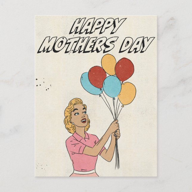 Happy mothers Day Balloons  Vykort (Framsida)