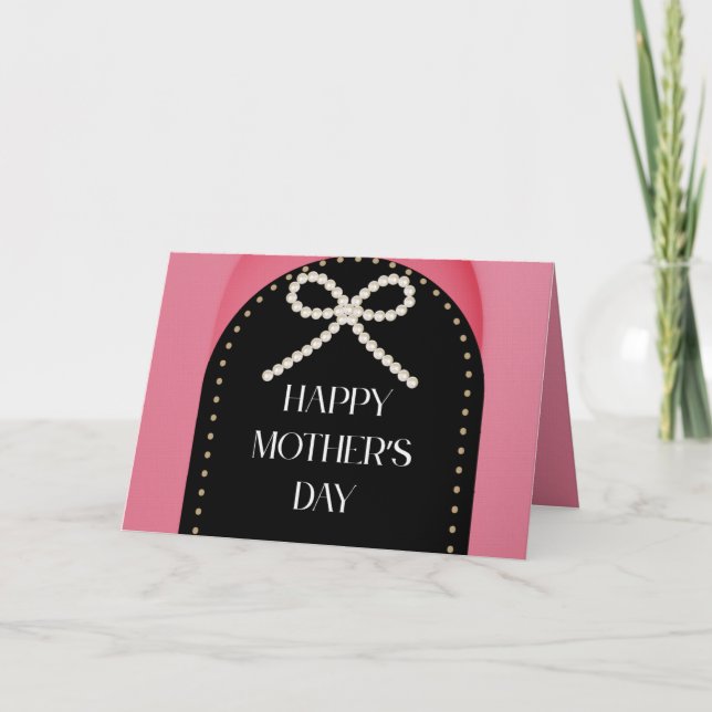 Happy Mother's Day Card Pink Gold Black  Tack Kort (Framsida)