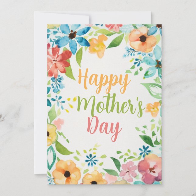 Happy Mother's Day Colorful Watercolors Flowers Inbjudningar (Framsida)