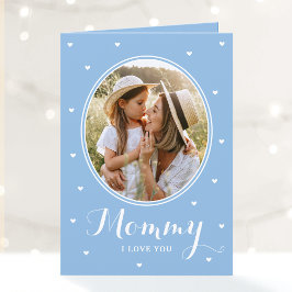Happy Mother's Day Custom Photos Script Blue Cute Kort