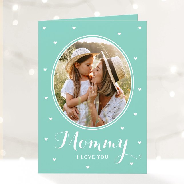 Happy Mother's Day Custom Photos Script Mint Cute Kort (Skapare uppladdad)