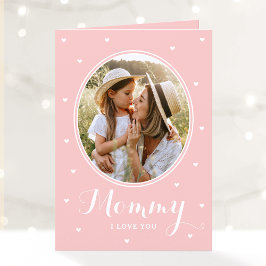 Happy Mother's Day Custom Photos Script Pink Cute Kort