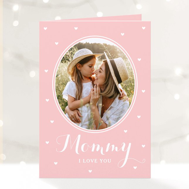 Happy Mother's Day Custom Photos Script Pink Cute Kort (Skapare uppladdad)