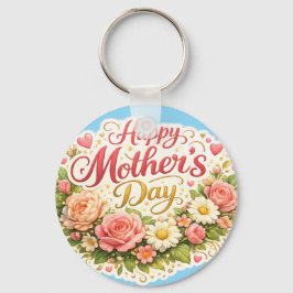 Happy Mother's Day elegant floral double sided tea Nyckelring