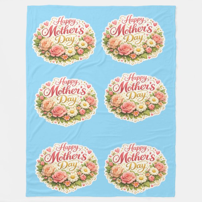 Happy Mother's Day elegant floral repeat pattern t Fleecefilt (Framsidan)