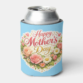 Happy Mother's Day elegant floral wreath teal can