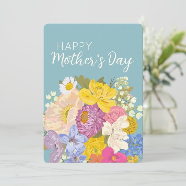 Happy Mother's Day Floral Blooms  Julkort (Stående Fram)