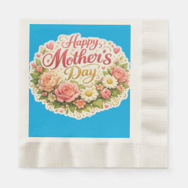 Happy Mother's Day floral wreath pocket Pappersservett