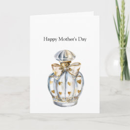 Happy Mother's Day Gold Hearts Bottle with Bow Kort