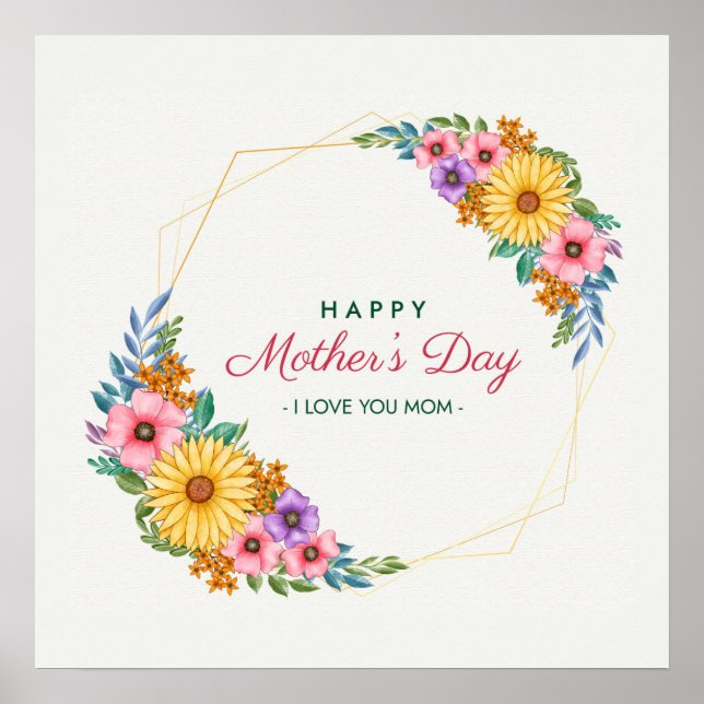 Happy Mother's Day - I Love You Mom Poster (Framsidan)