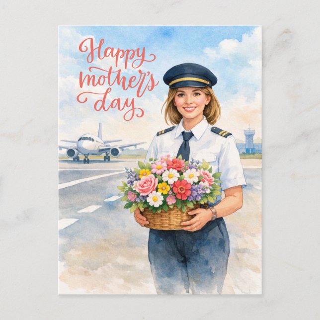 Happy Mother's Day on the runway for pilot Helg Vykort (Framsida)