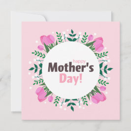 Happy Mother's Day Pink Tulips Flat Julkort