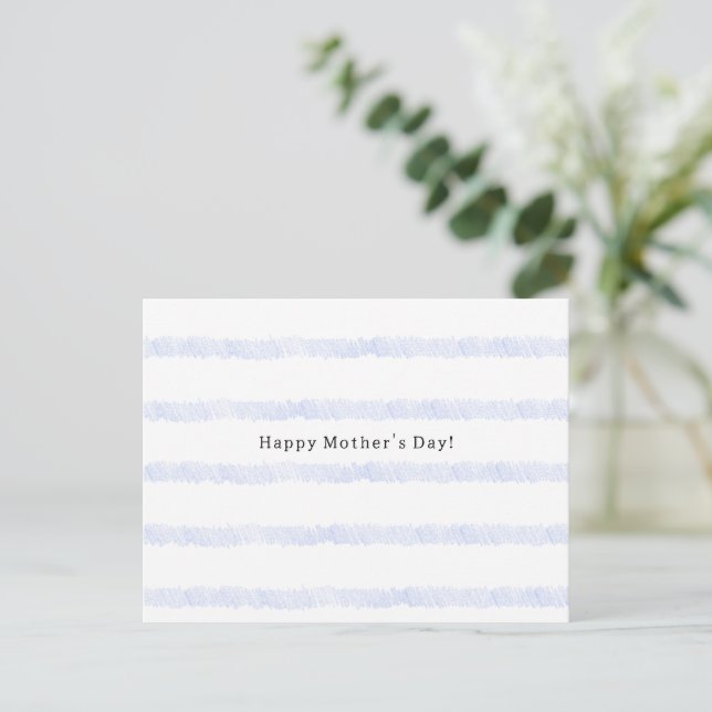 Happy Mother's Day Quote Blue Stripes Card Vykort (Stående Fram)