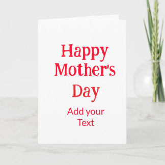 Happy mother's day red add text simple minimal mom kort