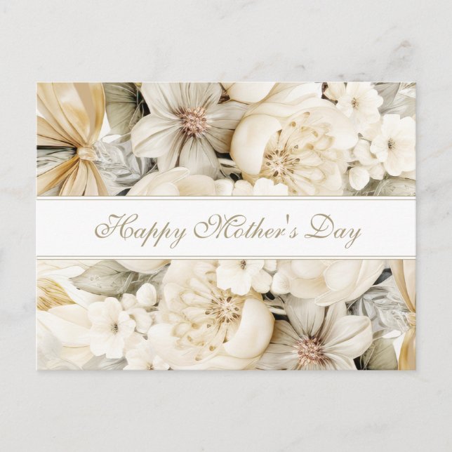 Happy Mother's Day Vanilla cream Floral script Vykort (Framsida)