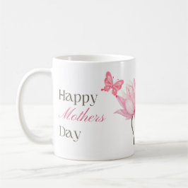 Happy Mother's Day with Pink Lotus and Butterfly Kaffemugg
