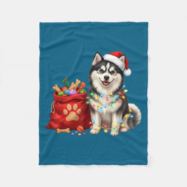 Happy Msky Christmas Lights Dog Mom Msky  Fleecefilt (Framsidan)