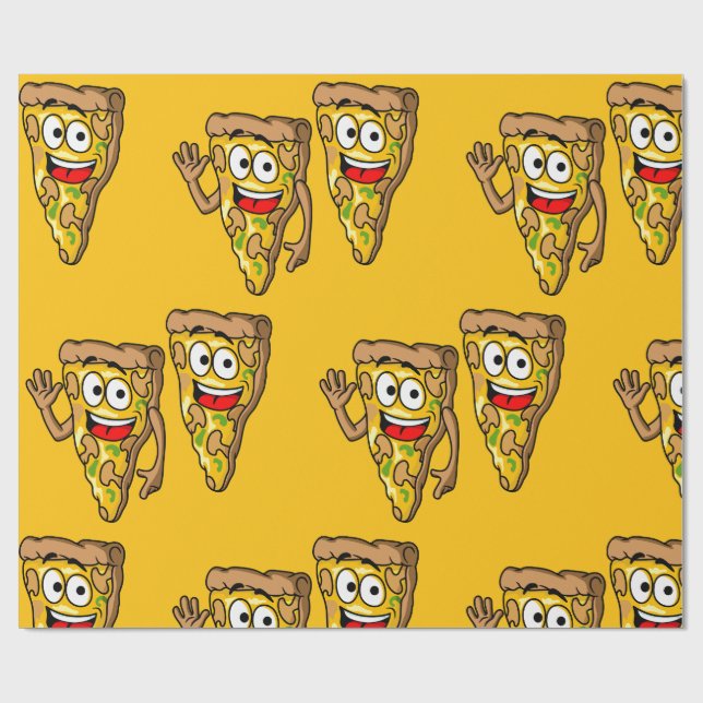 Happy Mushroom Pizza Slices Presentpapper (Platt)