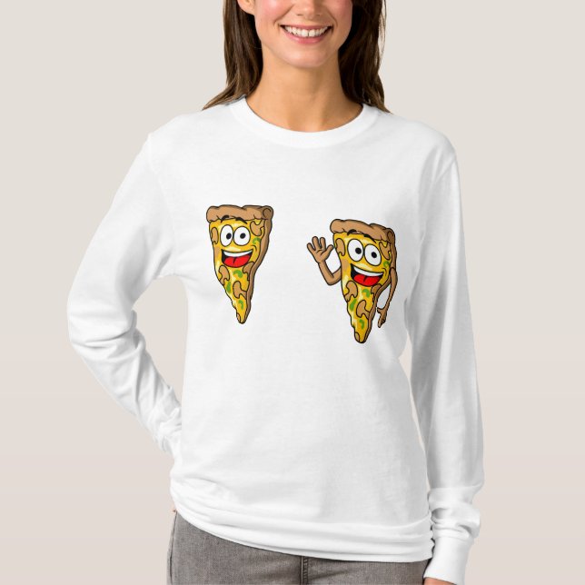Happy Mushroom Pizza Slices T Shirt (Framsida)