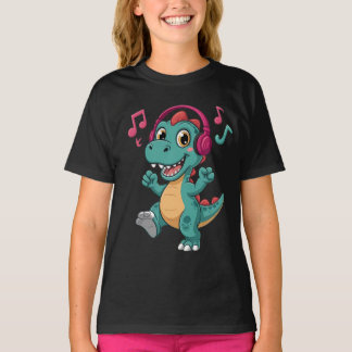 “Happy Musical Dinosaur Cartoon T-Shirt – Kids Fun