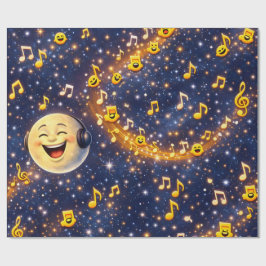Happy musical Moon Galaxy custom wrapping paper Presentpapper