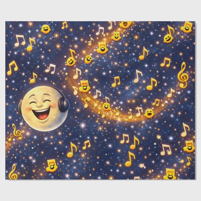 Happy musical Moon Galaxy custom wrapping paper Presentpapper (Platt)