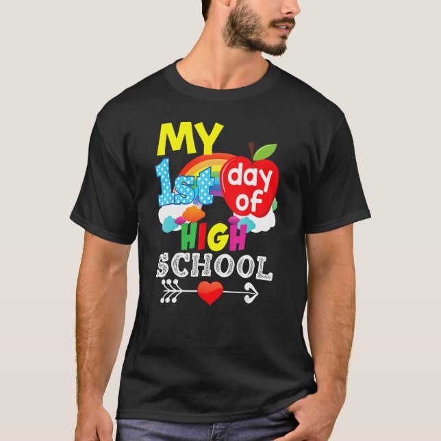 Happy My First Day Of High Back To School Kid Stud T Shirt (Framsida)