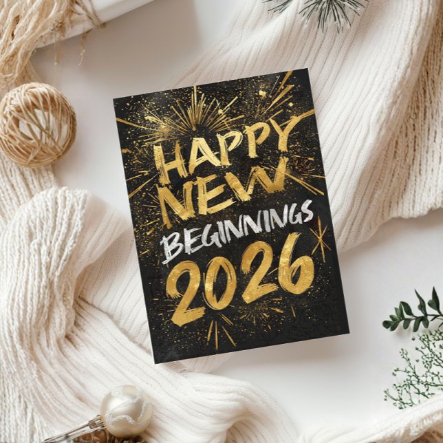 Happy new beginnings 2026 card kort (Skapare uppladdad)