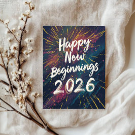Happy new beginnings 2026 card kort