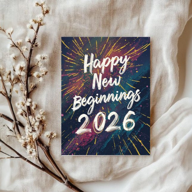 Happy new beginnings 2026 card kort (Skapare uppladdad)