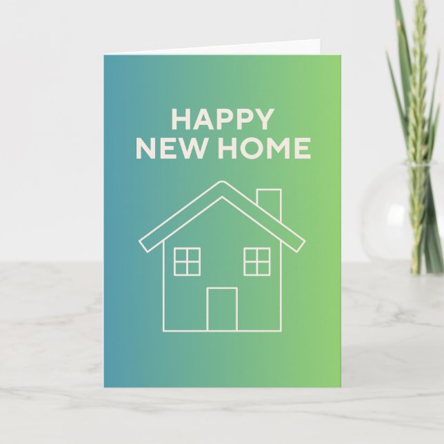 Happy New Home with Green Gradient Background Kort (Framsida)