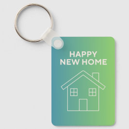 Happy New Home with Green Gradient Background Nyckelring