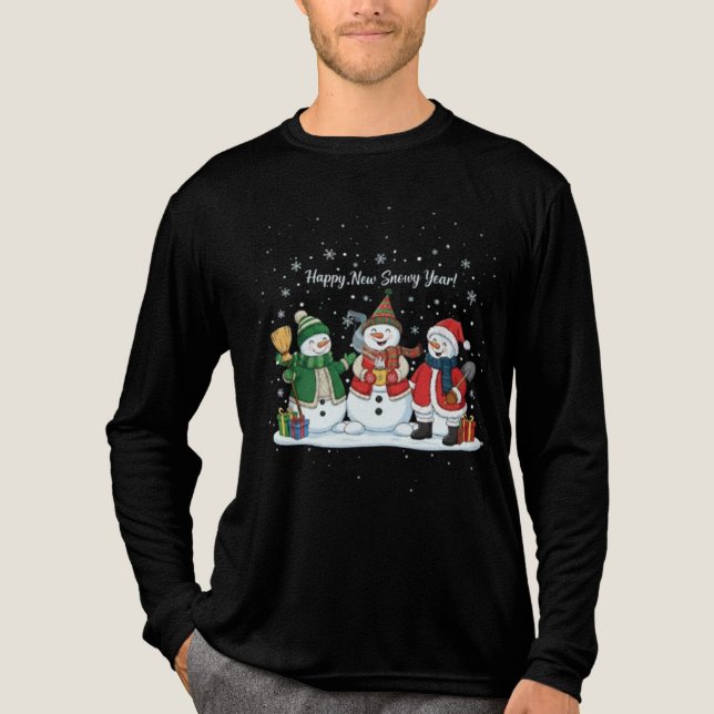 Happy New Snowy Year 2026 Snowmen Winter Unisex  T Shirt (Framsida)