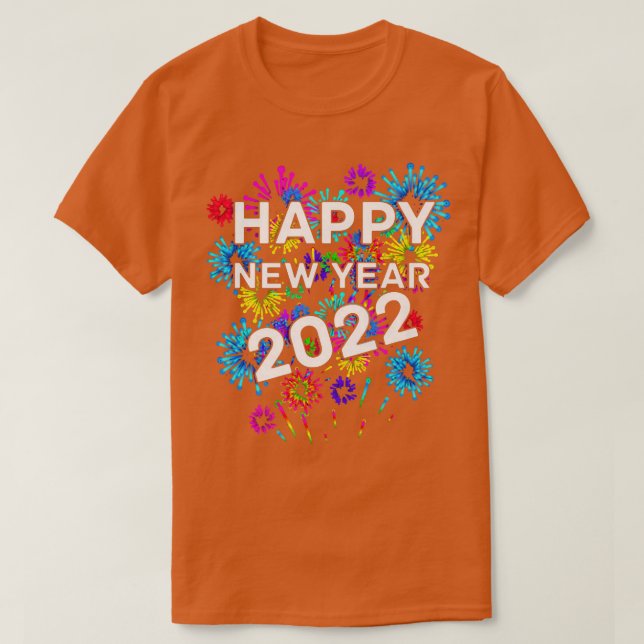 Happy new year 2022,Happy holidays,red,orange,gree T Shirt (Design framsida)