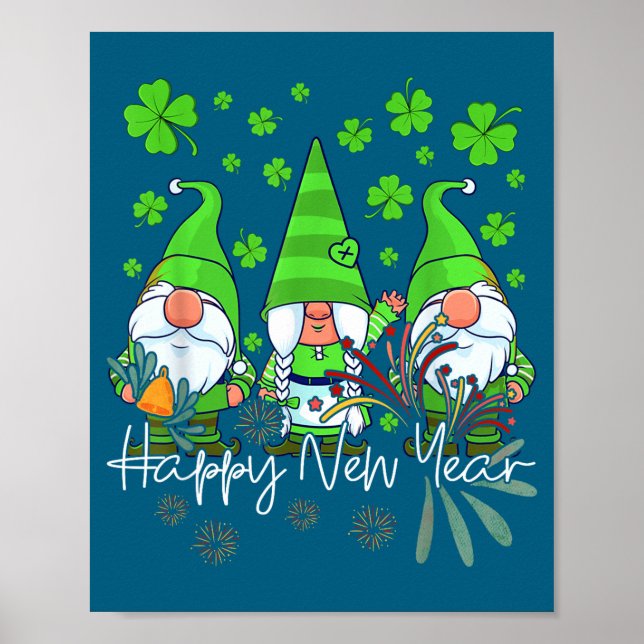 Happy New Year 2023 Gnomes Irish Patrick Day Famil Poster (Framsidan)
