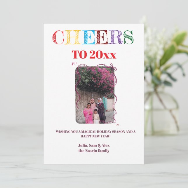 Happy New Year 2025 Family Greeting Julkort (Stående Fram)