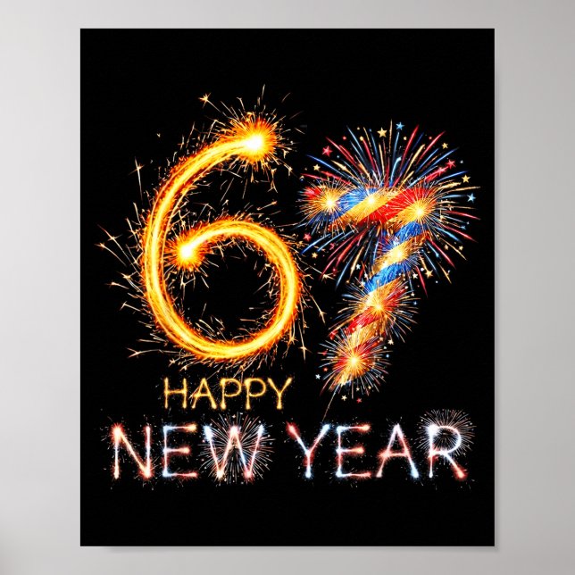 Happy New Year 2026 67th Bday Fireworks Number 67  Poster (Framsidan)