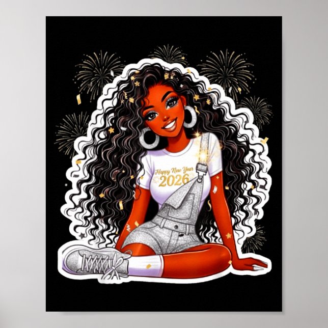 Happy New Year 2026 Black Girl Magic Melanin  Poster (Framsidan)