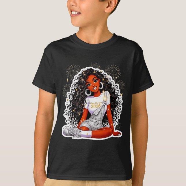 Happy New Year 2026 Black Girl Magic Melanin  T Shirt (Framsida)