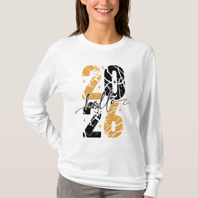 Happy New Year 2026 Black & Gold T Shirt (Framsida)