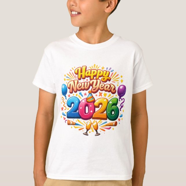 Happy New Year 2026 Celebration – Festive Firework T Shirt (Framsida)
