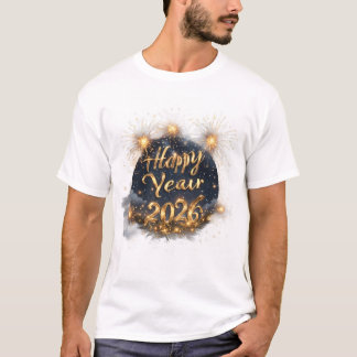 Happy New Year 2026 Celebration - Modern Gold  T Shirt