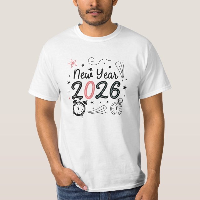Happy New Year 2026 Celebration T-Shirt – Festive  (Framsida)