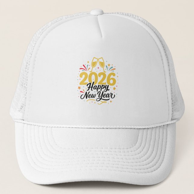 Happy New Year 2026 Celebration Trucker Hat Keps (Framsida)