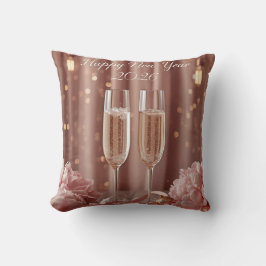 happy new year 2026 champagne floral  kudde