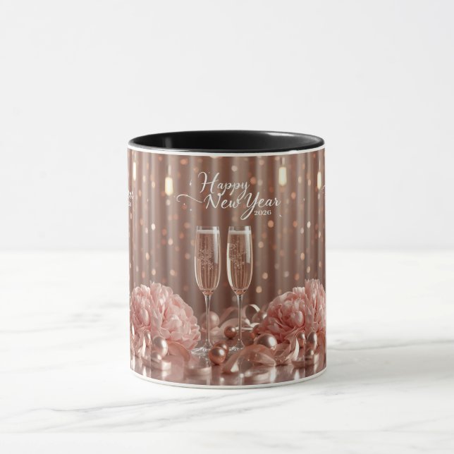 happy new year 2026 champagne lights mug mugg (Center)