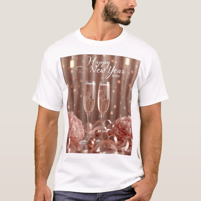 happy new year 2026 champagne lights tshirt t shirt (Framsida)