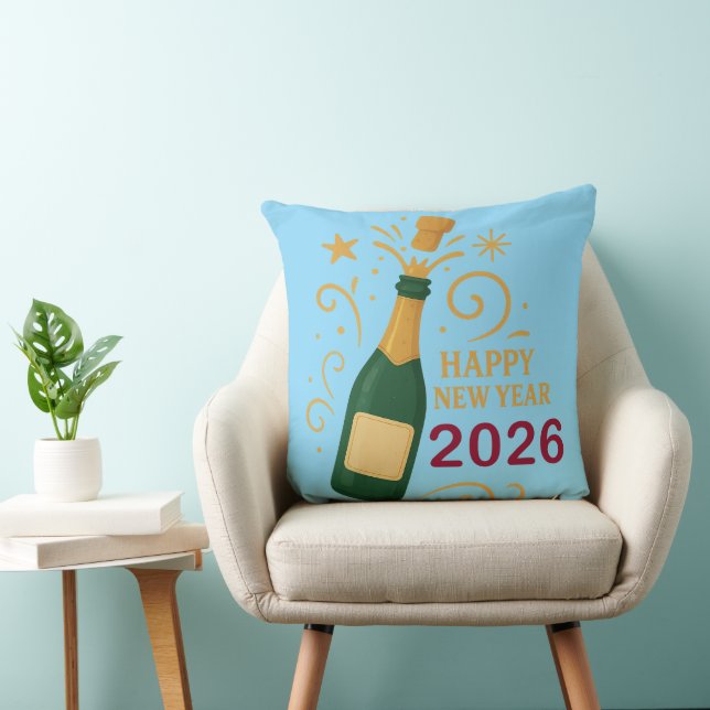 Happy New Year 2026 Champagne | Throw Pillow 20" Kudde (Stol)